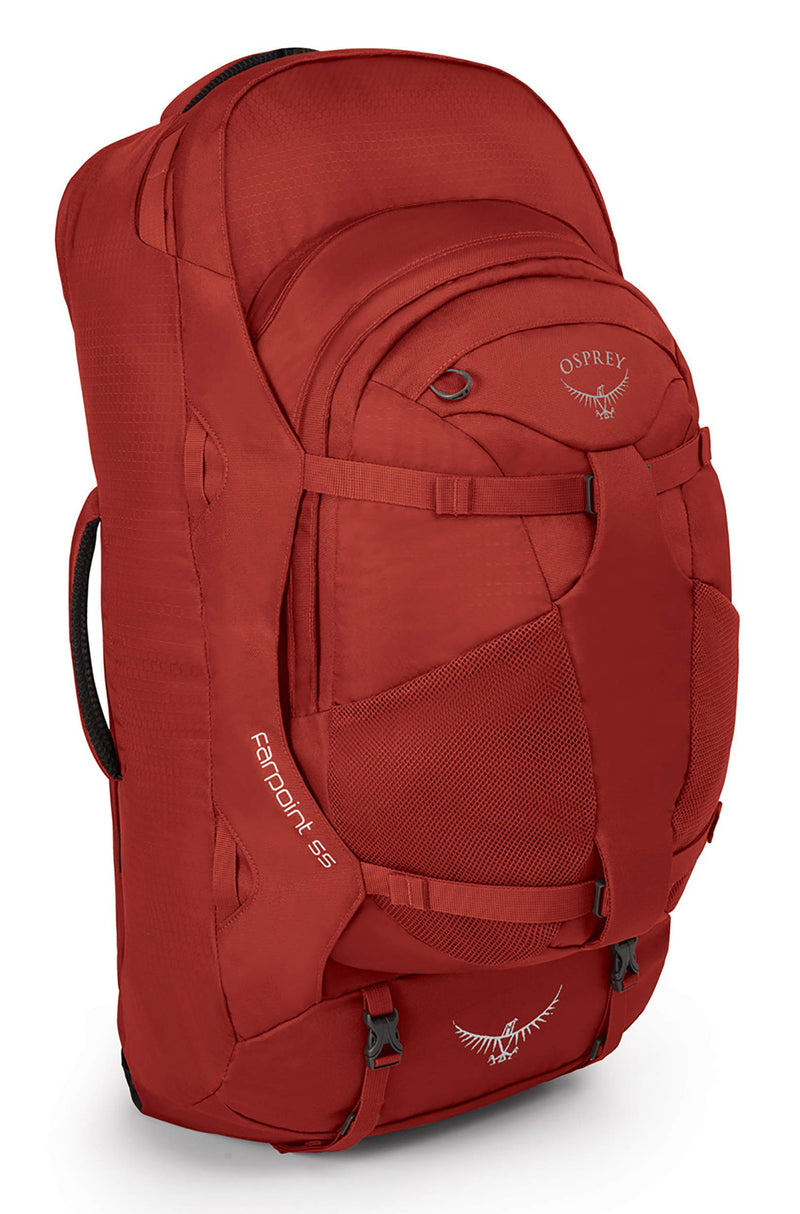 Osprey Packs Farpoint 55 Men's Travel Backpack, Jasper Red, Small/Medium - backpacks4less.com