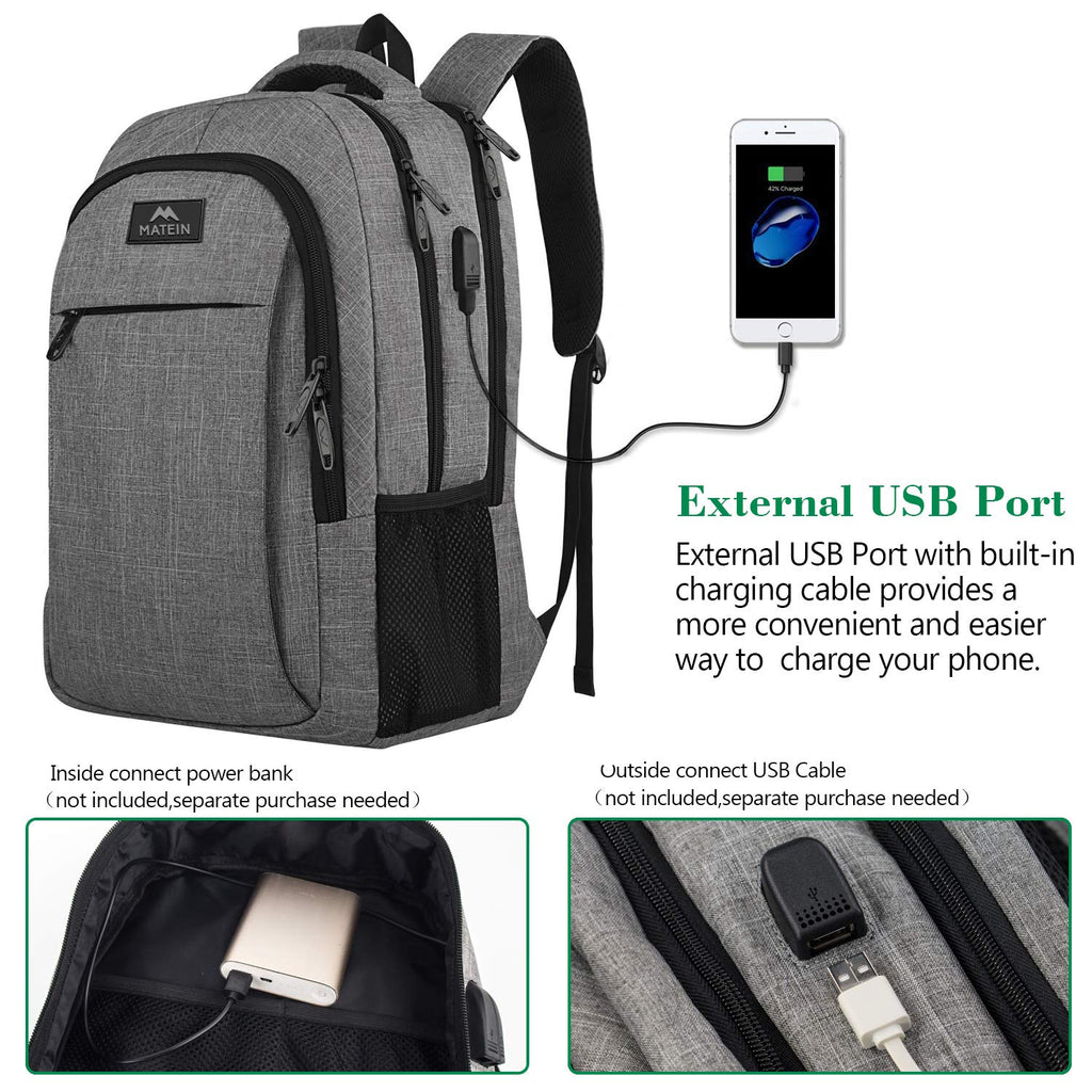 business laptop backpack water resistant anti-theft college with usb Travel Laptop Backpack,Business Anti Theft Slim Durable Laptops Backpack with USB Charging Port,Water Resistant College School Computer Bag for Women & Men Fits 15.6 Inch Laptop and Notebook, Grey