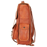 Brown Leather Rucksack Vintage Backpack - Fits 15 Inch Laptops and iPads - Handsome Patina Deepens as Ages - Waterproof, Ideal for Business, Travel, Gym - Suits Men or Women - backpacks4less.com