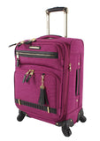 Steve Madden Designer Luggage Collection- 3 Piece Softside Expandable Lightweight Spinner Suitcases- Travel Set includes Under Seat Bag, 20-Inch Carry on & 28-Inch Checked Suitcase (Peek-A-Boo Purple)