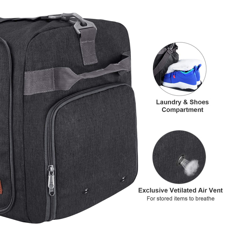 Canway 65L Travel Duffel Bag, Foldable Weekender Bag with Shoes Compartment for Men Women Water-proof & Tear Resistant (Panther Black, 65L) - backpacks4less.com