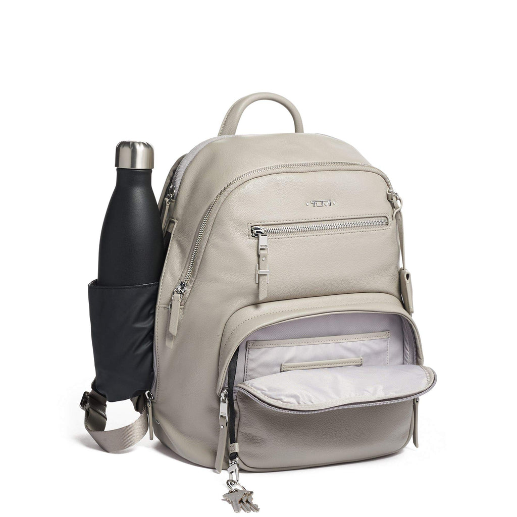 TUMI - Voyageur Hartford Leather Laptop Backpack - 13 Inch Computer Bag For Women - Grey - backpacks4less.com
