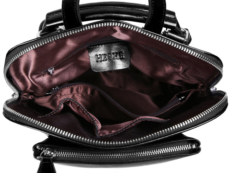 Heshe Women's Vintage Leather Backpack Casual Daypack for Ladies and Girls (Black) - backpacks4less.com