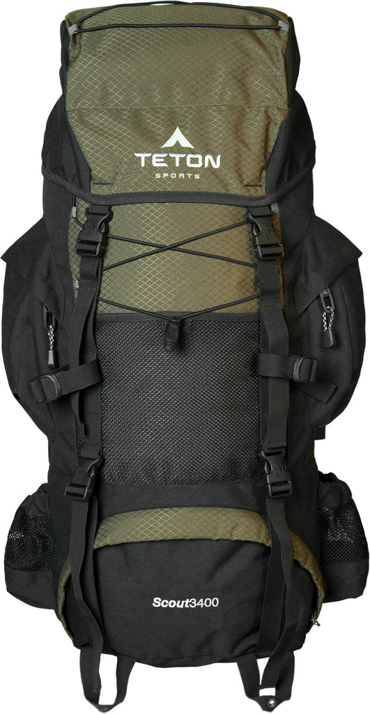 TETON Sports Scout 3400 Internal Frame Backpack; High-Performance Backpack for Backpacking, Hiking, Camping; Hunter Green - backpacks4less.com