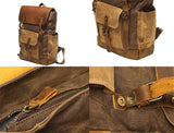 Vintage Canvas waxed Leather Backpack w/Laptop Storage (Large) High School, College, Travel Bag | Canvas and Cotton Craftsmanship | All-Purpose Rucksack for Men, Women, Kids - backpacks4less.com