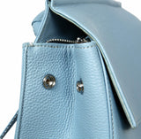 Heshe Womens Leather Backpack Casual Style Flap Backpacks Daypack for Ladies (Light Blue) - backpacks4less.com