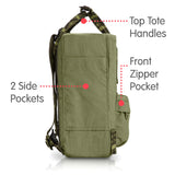 Fjallraven - Kanken Mini Classic Backpack for Everyday, Green/Folk Pattern - backpacks4less.com