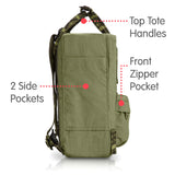 Fjallraven - Kanken Mini Classic Backpack for Everyday, Green/Folk Pattern - backpacks4less.com