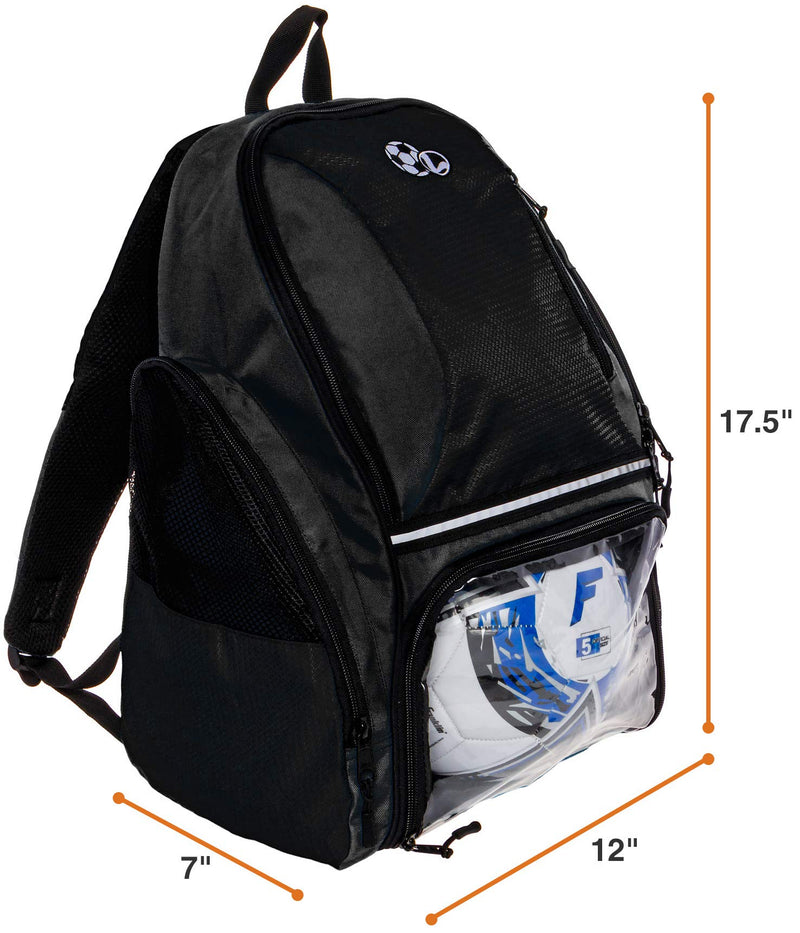 LISH Soccer Backpack - Large School Sports Gym Bag w/ Ball Compartment (Black) - backpacks4less.com