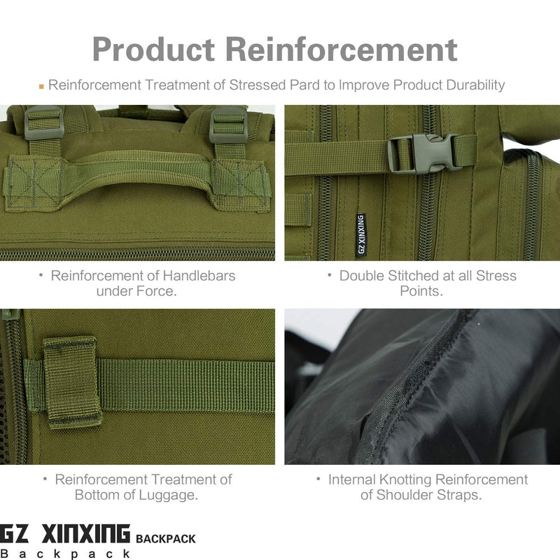 GZ XINXING 3 Day Assault Pack Military Tactical Army Molle Rucksack Backpack Bug Out Bag Hiking Daypack For Hunting Camping Hiking Traveling (GREEN) - backpacks4less.com