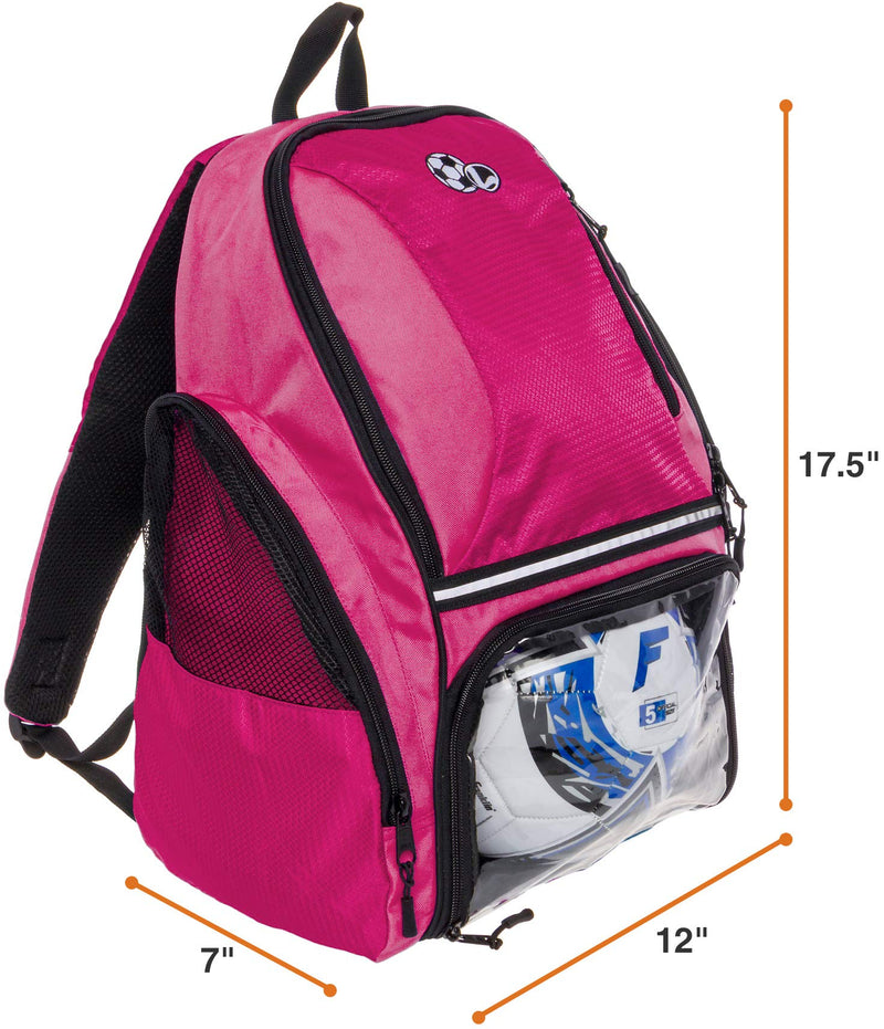 LISH Soccer Backpack - Large School Sports Gym Bag w/ Ball Compartment (Pink) - backpacks4less.com