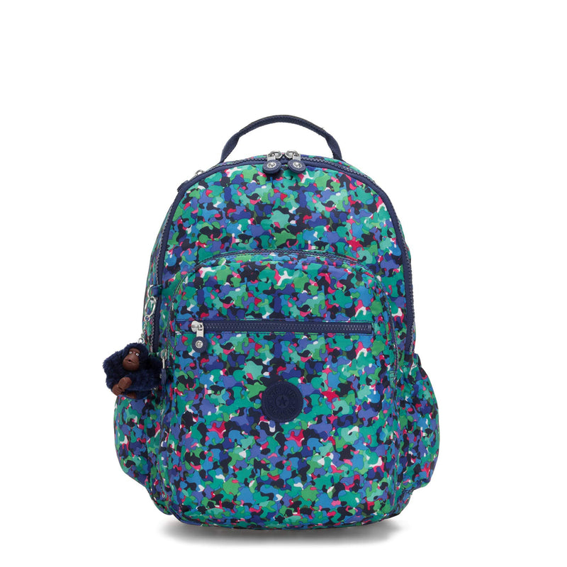 Kipling Seoul Go Large Printed Laptop 15" Backpack Neon Frills - backpacks4less.com
