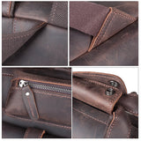 S-ZONE Vintage Crazy Horse Genuine Leather Backpack Multi Pockets Travel Bag - backpacks4less.com