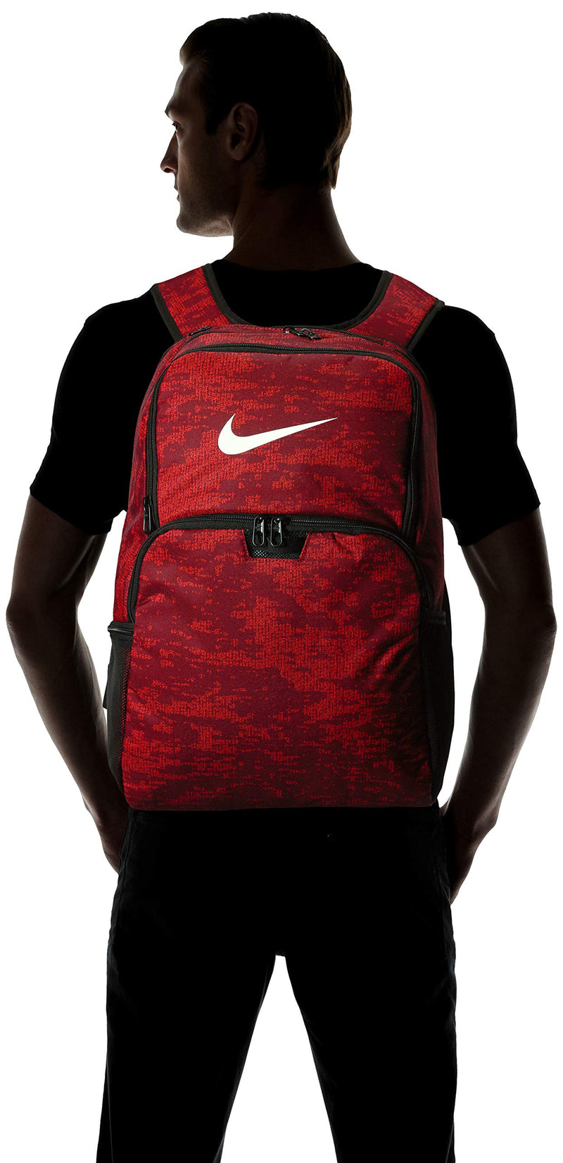 NIKE Brasilia XLarge Backpack 9.0 All Over Print, Team Red/Habanero Red/White, Misc - backpacks4less.com
