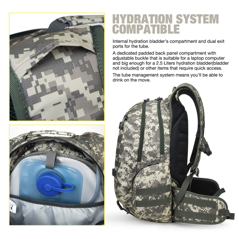 Mardingtop 35L Tactical Backpacks Molle Hiking daypacks for Camping Hiking Military Traveling Camo Khaki Grid-5962 - backpacks4less.com