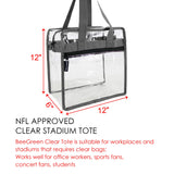 Clear-Bag-For-Women-Stadium-Approved-12 x 12 x 6, NCAA NFL& PGA Security Approved Shoulder Messenger Tote Bag with Adjustable Strap - backpacks4less.com