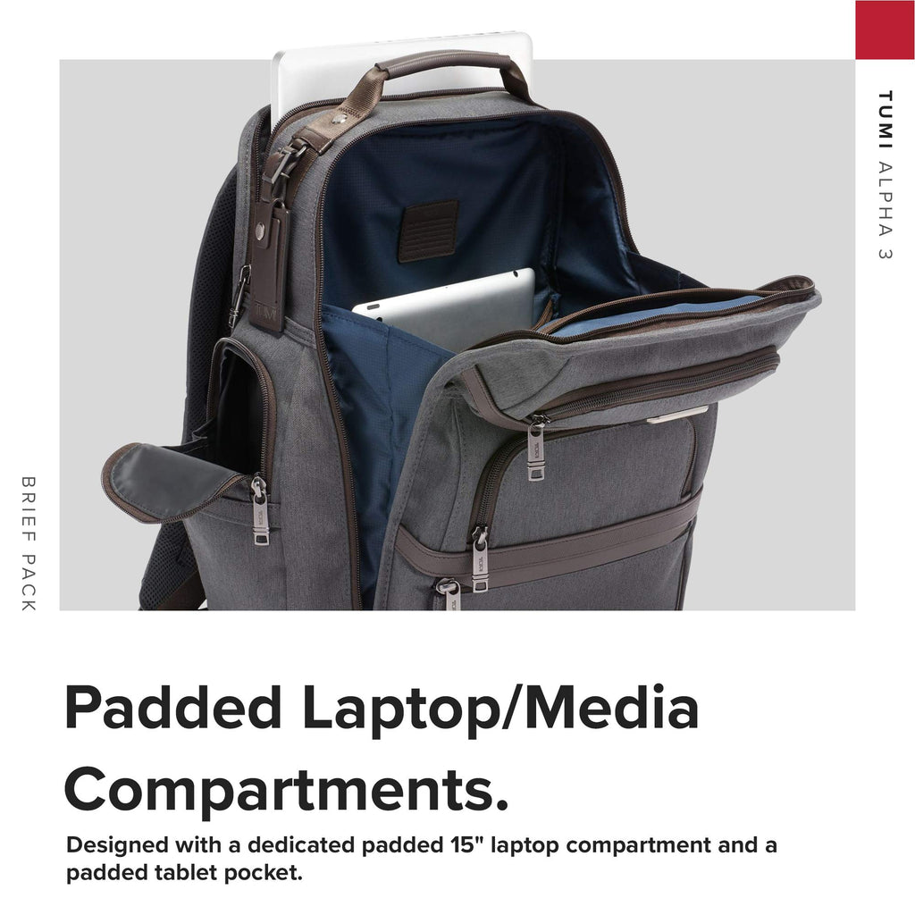 TUMI - Alpha 3 Brief Pack - 15 Inch Computer Backpack for Men and Women - Anthracite - backpacks4less.com