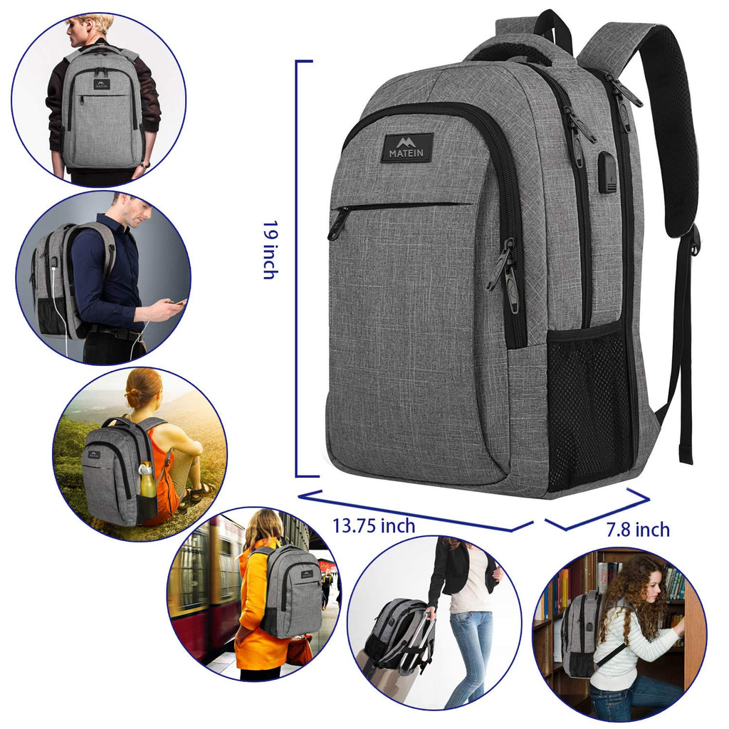 17 Inch Laptop Backpack, MATEIN TSA Large Backpack for Travel and Business with USB Charger Port, Water Resistant Big Flight Approved Weekender Carry-On Backpack with Luggage Sleeve for Women and Men - backpacks4less.com