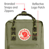 Fjallraven - Kanken Mini Classic Backpack for Everyday, Green/Folk Pattern - backpacks4less.com