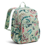 Vera Bradley Signature Cotton Campus Backpack, Mint Flowers - backpacks4less.com
