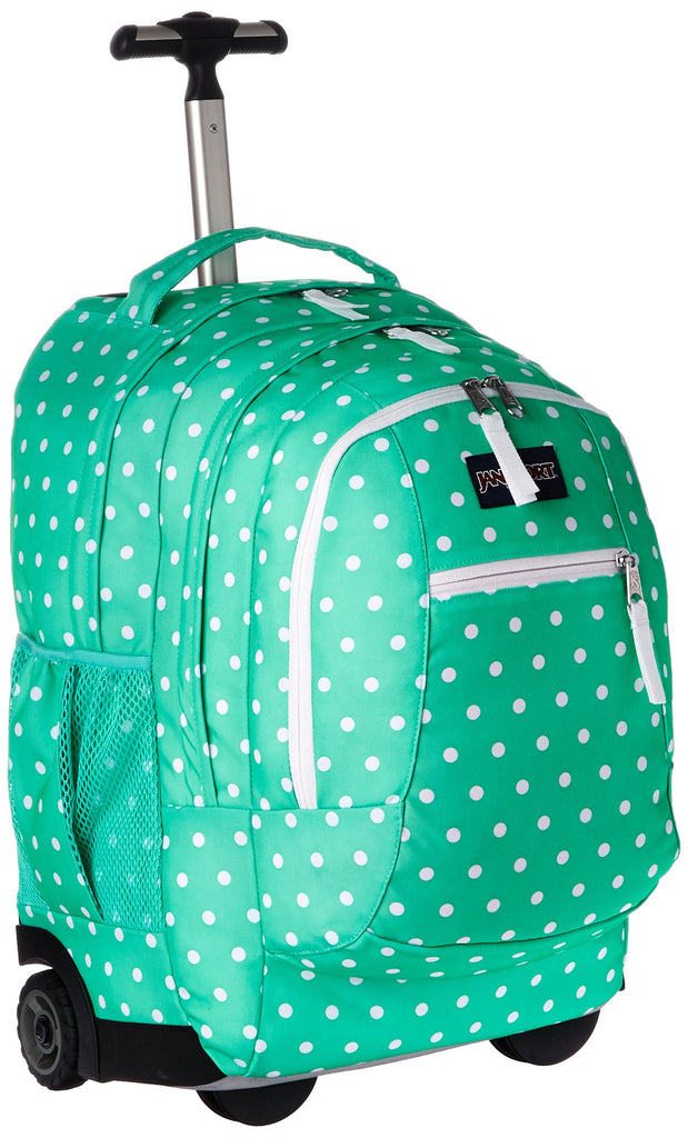 JanSport Unisex Driver 8 Wheeled Seafoam Green/White Dots Backpack –