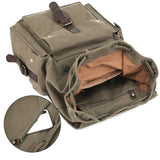 Kattee Men's Canvas Leather Hiking Travel Backpack Rucksack School Bag Army Green - backpacks4less.com