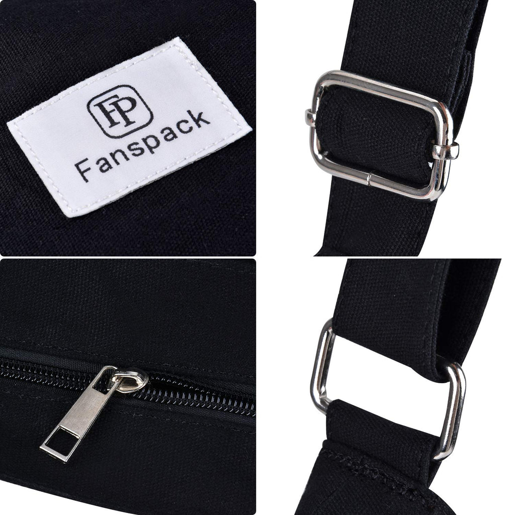 Fanspack Women's Canvas Hobo Handbags Simple Casual Top Handle Tote Bag Crossbody Shoulder Bag Shopping Work Bag (Black-Original Design) - backpacks4less.com
