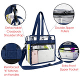 Clear-Bag-For-Stadium-12 x 12 x 6 with Front Zippered Pocket and Adjustable Shoulder Strap NFL Stadium Security Travel & See Through Tote Bag, Perfect for Work School Sports Games and Concerts - backpacks4less.com