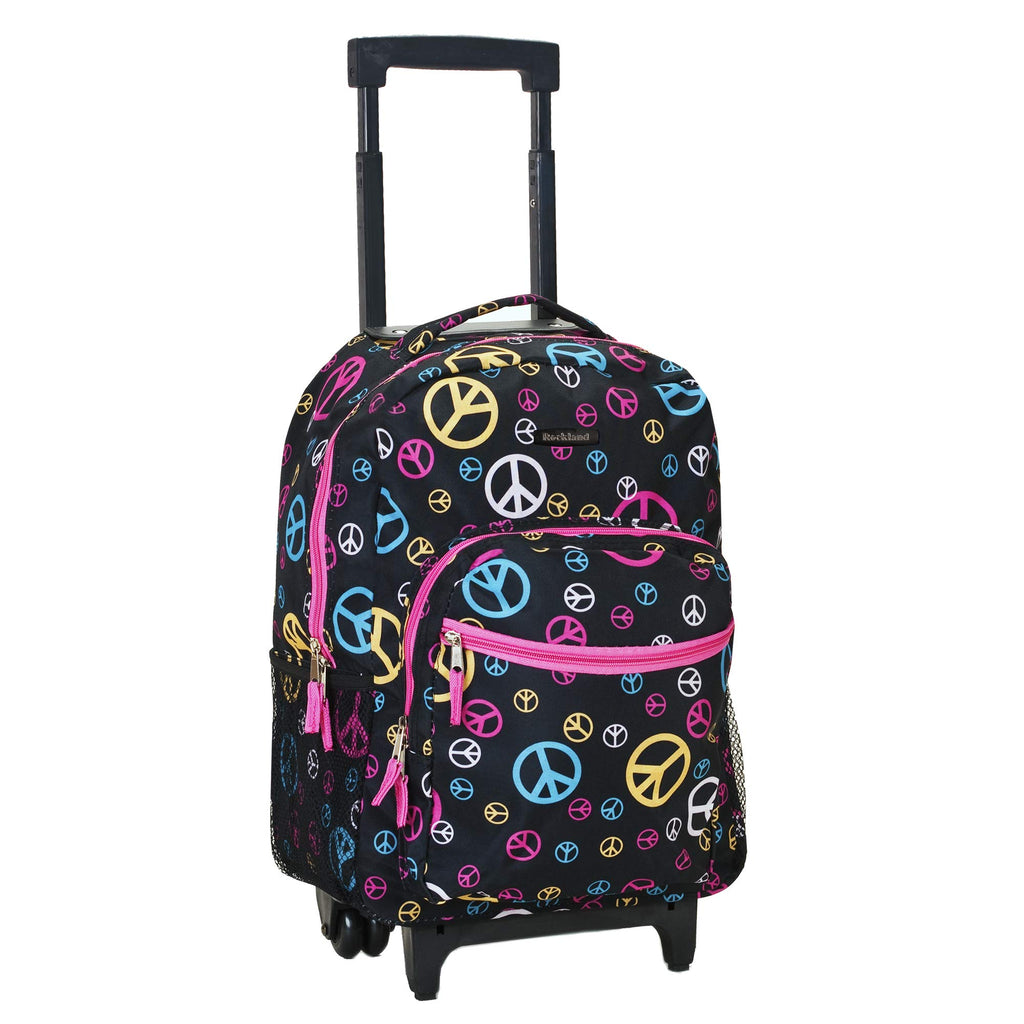 Rockland Luggage 17 Inch Rolling Backpack, Peace, Medium - backpacks4less.com