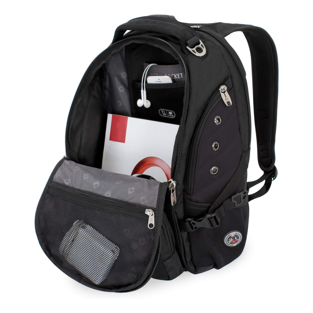 SWISSGEAR 1592 Deluxe Laptop Backpack Work School and Travel - Black/R–