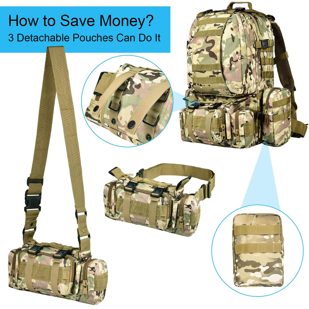 50L Large Capacity Tactical Backpack Military Army Molle Bag