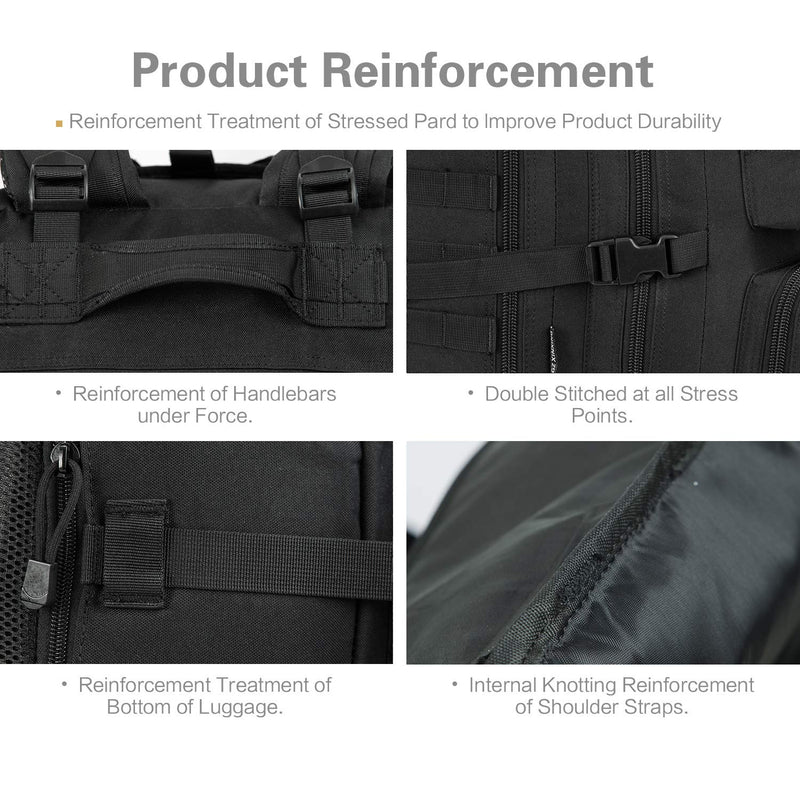 GZ XINXING 3 Day Assault Pack Military Tactical Army Molle Rucksack Backpack Bug Out Bag Hiking Daypack For Hunting Camping Hiking Traveling (Black1) - backpacks4less.com