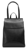Heshe Womens Leather Backpack Casual Style Flap Backpacks Daypack for Ladies (Black-R) - backpacks4less.com