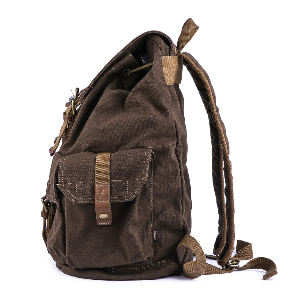 Large Vintage Canvas Backpack, Coffee