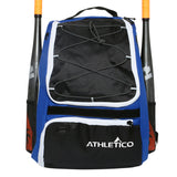 Athletico Baseball Bat Bag - Backpack for Baseball, T-Ball & Softball Equipment & Gear for Youth and Adults | Holds Bat, Helmet, Glove, Shoes | Separate Shoe Compartment & Fence Hook (Blue) - backpacks4less.com