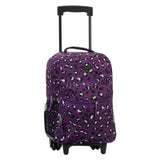 Rockland 17 Inch Rolling Backpack, Purple Leopard, One Size