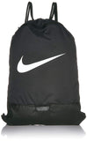 Nike Brasilia Training Gymsack, Drawstring Backpack with Zipper Pocket and Reinforced Bottom, Black/Black/White