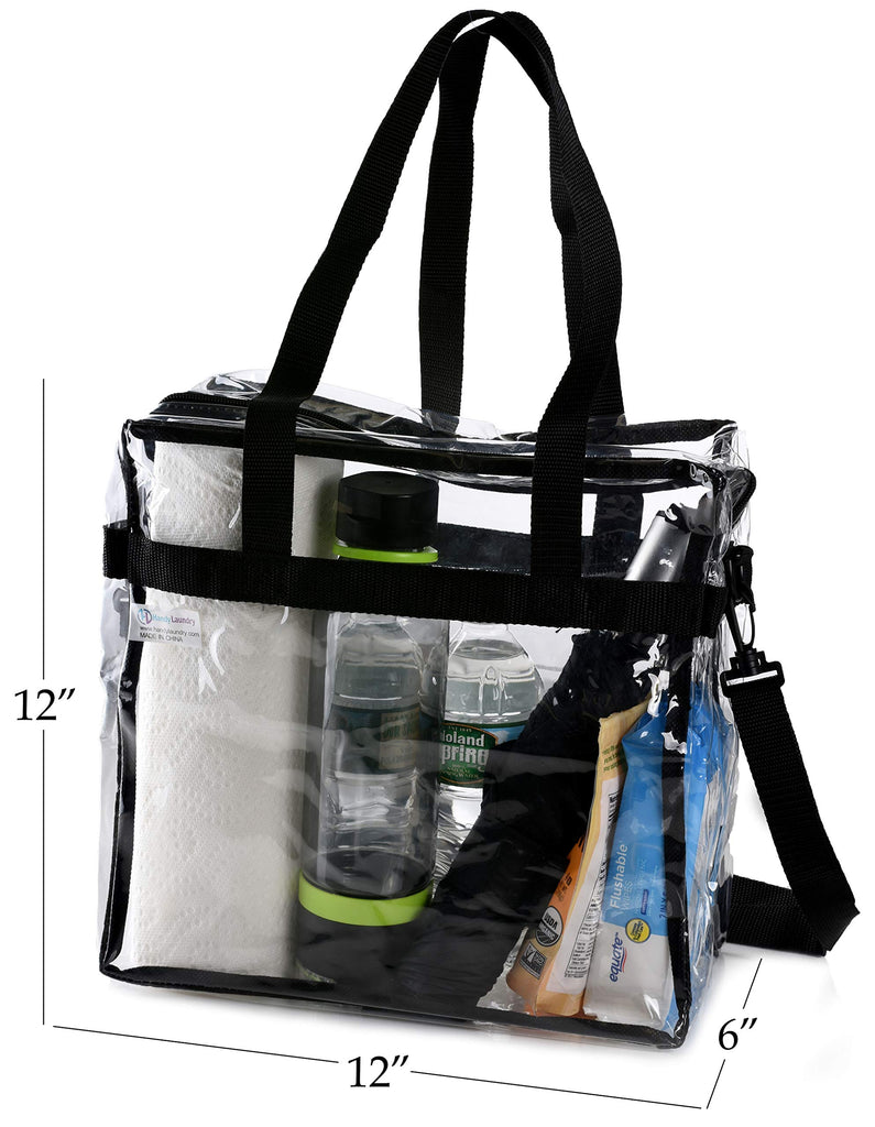 Clear Tote Bag NFL Stadium Approved - 2 PACK - Shoulder Straps and Zip–