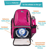 LISH Soccer Backpack - Large School Sports Gym Bag w/ Ball Compartment (Pink) - backpacks4less.com