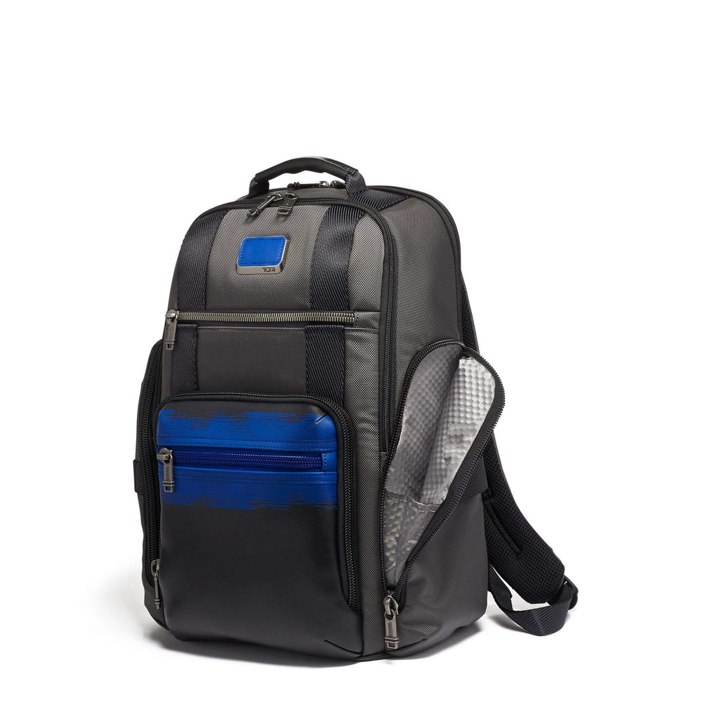 TUMI - Alpha Bravo Sheppard Deluxe Brief Pack Laptop Backpack - 15 Inch Computer Bag for Men and Women - Brushed Blue - backpacks4less.com