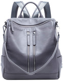 BOYATU Convertible Genuine Leather Backpack Purse for Women Fashion Travel Bag Grey-03