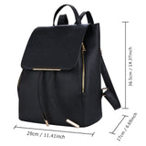 COOFIT Black Faux Leather Backpack for Women Schoolbag Casual Daypack - backpacks4less.com