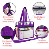 Clear-Bag-Stadium-Approved-12 x 12 x 6 Front Zippered Pocket and Adjustable Shoulder Strap NFL Stadium Security Travel & Gym Clear Tote Bag, Perfect for Work School Sports Games and Concerts - backpacks4less.com