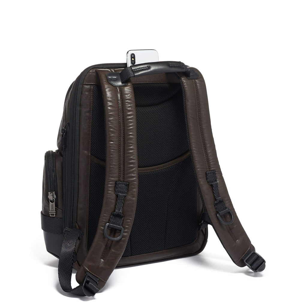 TUMI - Alpha Bravo Nathan Leather Laptop Backpack - 15 Inch Computer Bag for Men and Women - Dark Brown - backpacks4less.com