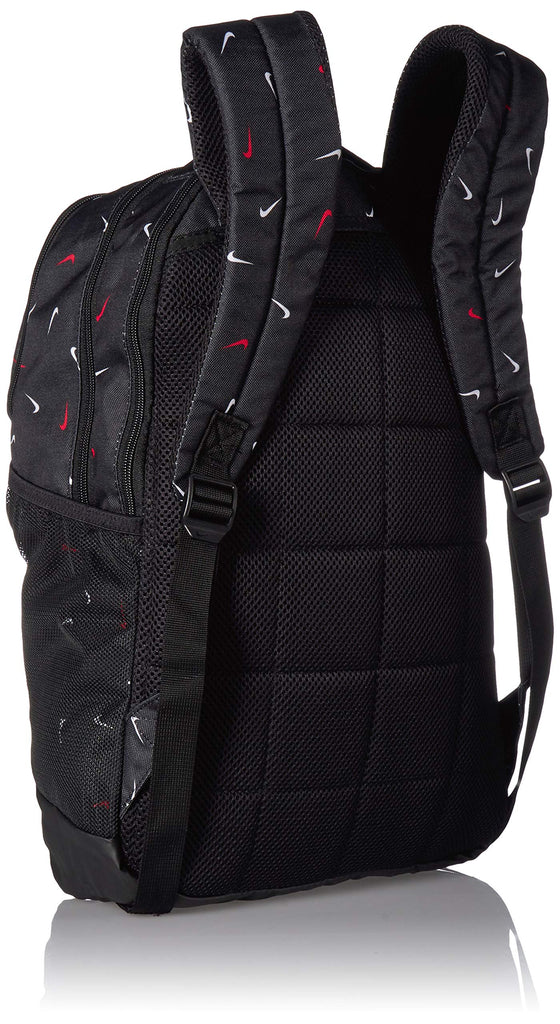 NIKE Brasilia Medium Backpack 9.0 All Over Print, Black/Black/White, Misc - backpacks4less.com