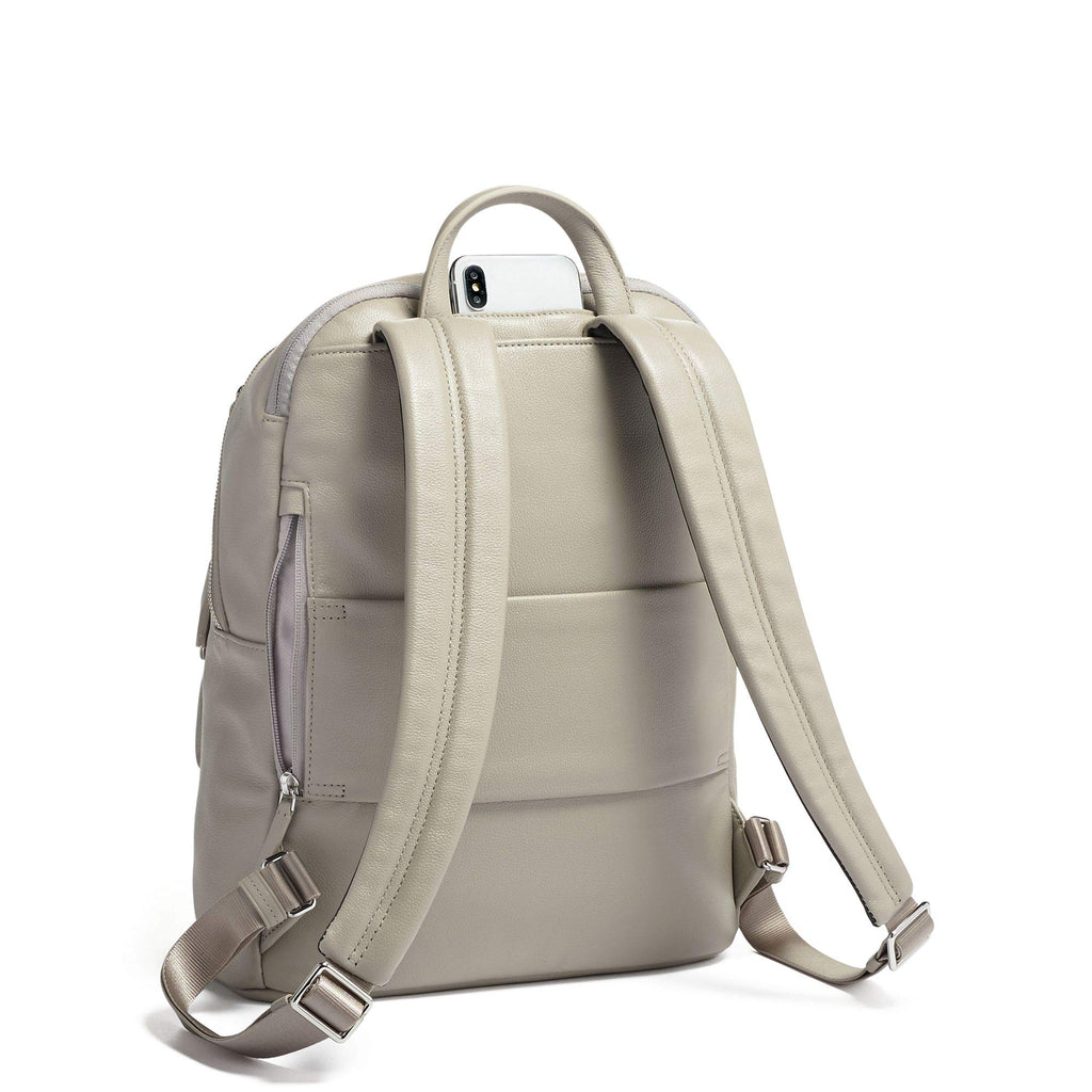 tumi backpack grey TUMI - Voyageur Hartford Leather Laptop Backpack - 13 Inch Computer Bag For Women - Grey