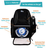 LISH Soccer Backpack - Large School Sports Gym Bag w/ Ball Compartment (Black) - backpacks4less.com
