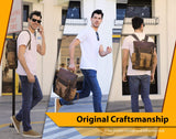 Vintage Canvas waxed Leather Backpack w/Laptop Storage (Large) High School, College, Travel Bag | Canvas and Cotton Craftsmanship | All-Purpose Rucksack for Men, Women, Kids - backpacks4less.com