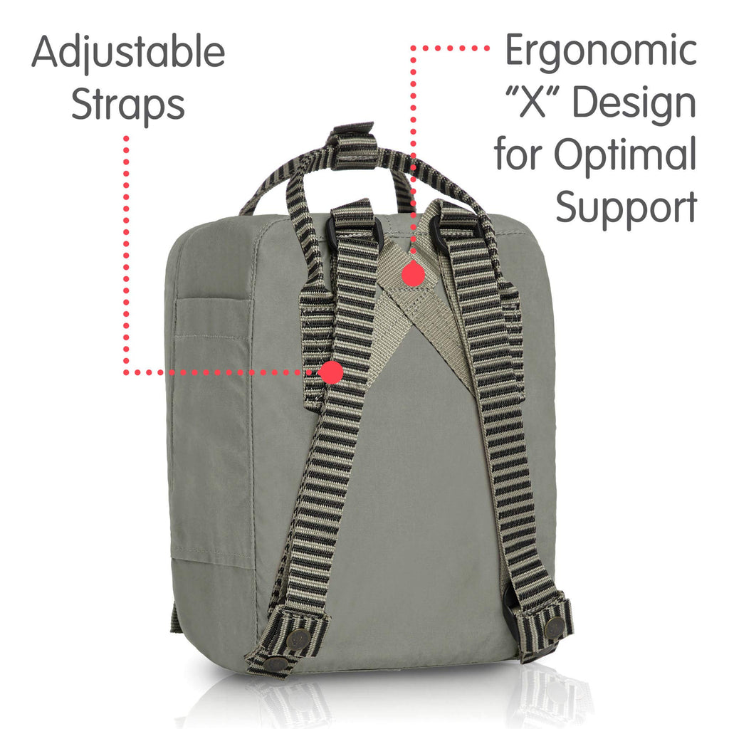 Fjallraven - Kanken Mini Classic Backpack for Everyday, Fog/Striped - backpacks4less.com