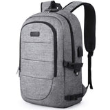 Travel Laptop Backpack, AMBOR 17.3 Inch Anti Theft Business Backpack with USB Charging Port and Headphone Interface,Large Computer Backpack School Daypack Backpack for Women and Men-Grey - backpacks4less.com